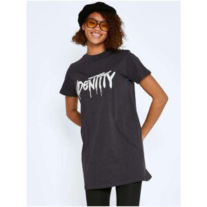 Dark grey long T-shirt with print Noisy May Zodiac - Women