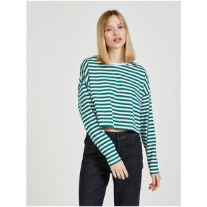 White-Green Striped T-Shirt Noisy May Frida - Women