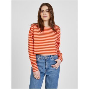 Beige-Red Women Striped Cropped T-Shirt Noisy May Frida - Women