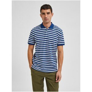 Blue Striped Polo T-Shirt Selected Homme Kells - Men