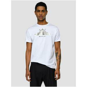 White Men's T-Shirt with Replay Print - Men's