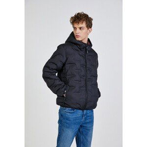 Black Mens Quilted Winter Jacket with Hood Replay - Men