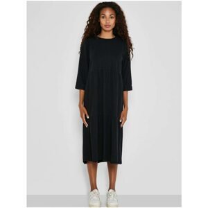 Black Women's Denim Midi Dress with Three-Quarter Sleeve Noisy May Jes - Women