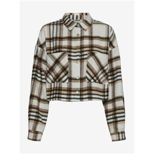 Brown-cream Plaid Cropped Shirt Noisy May Flanny - Women