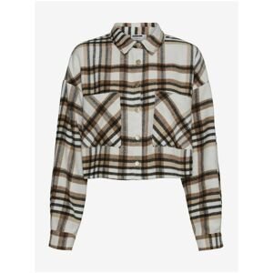 Brown-cream checkered cropped shirt Noisy May Flanny - Women