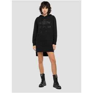 Black Women Patterned Hoodie Dress Replay - Women