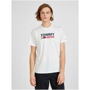 White Men's T-Shirt with Tommy Jeans Print - Men's