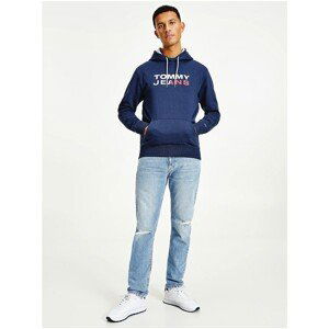 Dark Blue Men's Patterned Hoodie Tommy Jeans - Men