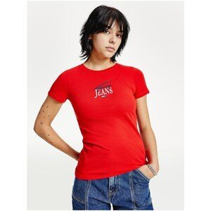 Red Women's T-Shirt with Tommy Jeans Print - Women