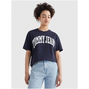 Dark Blue Women's Patterned Long T-Shirt Tommy Jeans - Women