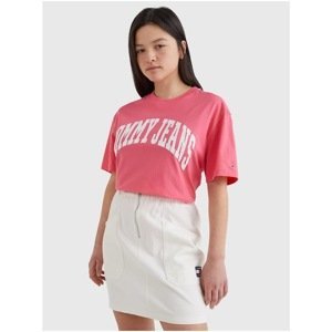 Pink Women's Patterned Long T-Shirt Tommy Jeans - Women