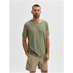 Green Striped Basic T-Shirt Selected Homme Morgan - Men