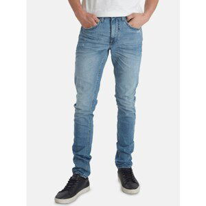 Light Blue Slim Fit Jeans with Tattered Effect Blend - Men