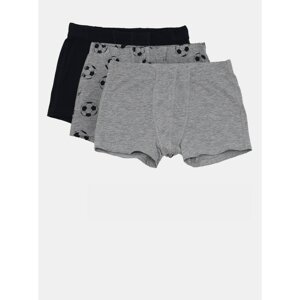 Set of three boys' boxer shorts in black and grey name it Football - unisex