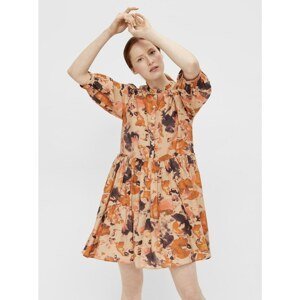 Orange patterned dress with buttons . OBJECT Galina - Women