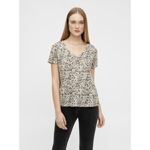 Beige patterned T-shirt . OBJECT Tessi - Women