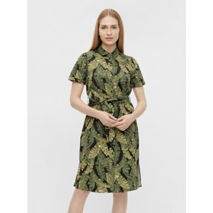 Green patterned shirt dress . OBJECT Fana - Women