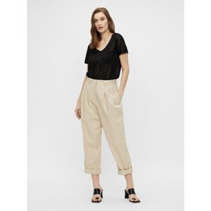 Cream shortened trousers . OBJECT Nancy - Women