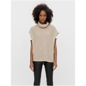 Beige vest with turtleneck . OBJECT Birgitha - Women