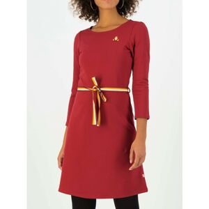 Burgundy dress with belt Blutsgeschwister Très Charmeuse - Women
