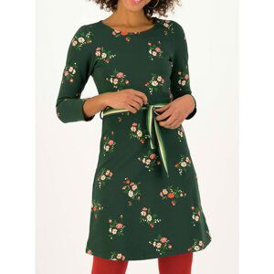 Dark green floral dress with belt Blutsgeschwister Très Charme - Women