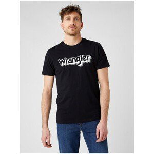 Black Men's T-Shirt with Wrangler SS Logo Print - Men's