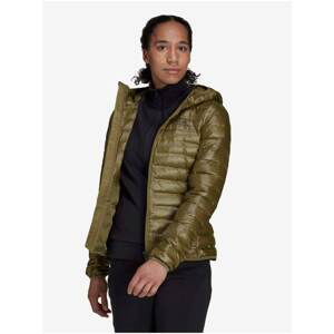 Khaki Womens Quilted Winter Jacket with Hood adidas Performance W Vari - Women