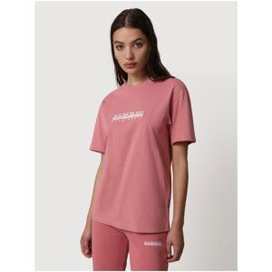 Pink women's T-shirt with inscription NAPAPIJRI S-box W SS 3 - Women