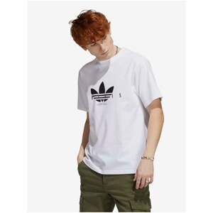 White Men's Patterned T-Shirt adidas Originals Trefoil Script - Men