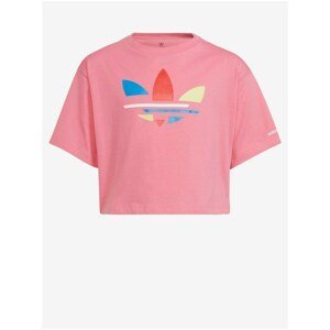 Pink Girls' Cropped T-Shirt with Adidas Originals Croppe Print - Unisex