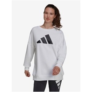 White Women's Sweatshirt with Print adidas Performance W FI 3B CREW - Women