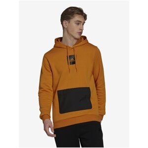 Black-Orange Men's Sweatshirt Adidas Performance Q4 Fleece HD - Men's