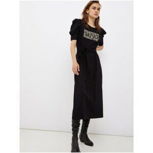 Black Women's Midi Dress with Ruffled Sleeves Liu Jo - Women