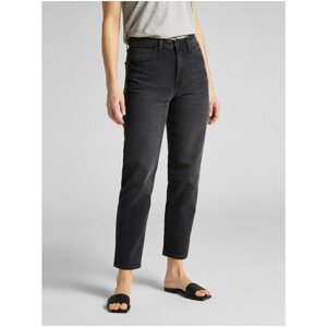 Black Women's Shortened Straight Fit Jeans Lee Carol - Women