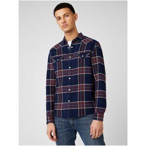 Red-Blue Men's Plaid Shirt Wrangler LS Western Shirt - Men's