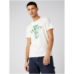 White Men's T-Shirt with Wrangler Print - Men's