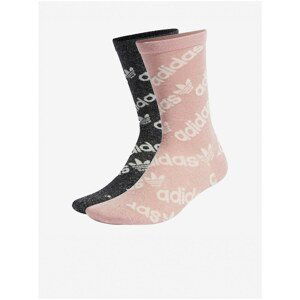 adidas Originals Set of two pairs of women's patterned socks in black and pink adid - Women