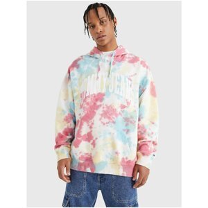 Blue and White Mens Patterned Hoodie Tommy Jeans - Men