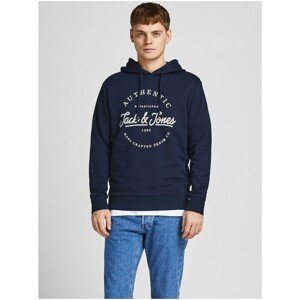 Dark Blue Patterned Hoodie Jack & Jones Dusty - Men