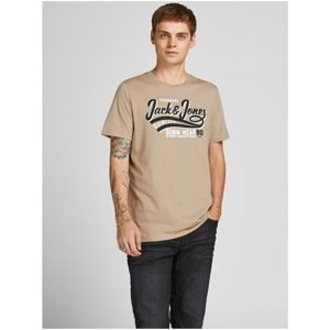 Beige T-shirt with Jack & Jones print - Men