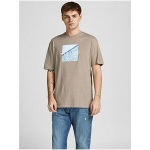 Beige T-shirt with Jack & Jones print - Men