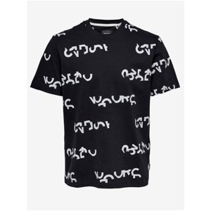 Black Patterned T-Shirt ONLY & SONS Kirk - Men