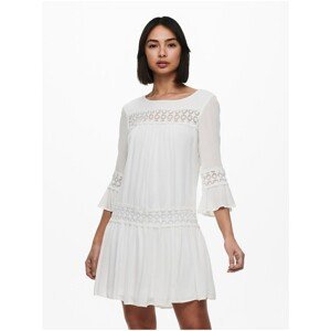 White dress with decorative lace ONLY Tyra - Women