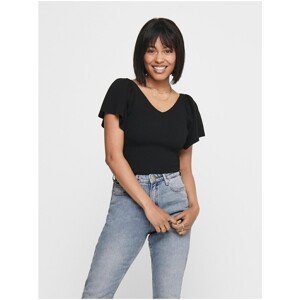 Black Ribbed T-shirt with Tie ONLY Leelo - Women