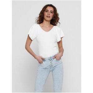 White Ribbed T-Shirt with Binding ONLY Leelo - Women
