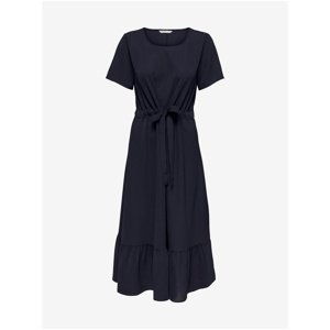 Dark blue long dress with tie at waist ONLY Nova - Women