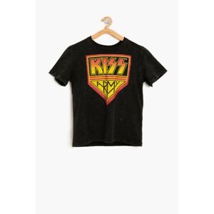 Koton Black Kids Music Licensed Kiss Printed T-Shirt