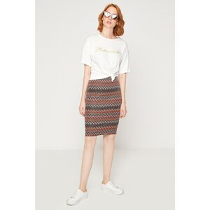 Koton Women's Brown Midi Normal Waist Slim Fit Skirt