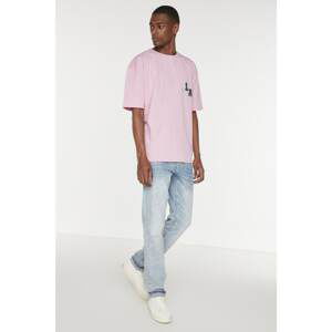 Trendyol Pink Men's Relaxed Fit Crew Neck Short Sleeved T-Shirt