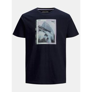 Dark blue T-shirt with Print Jack & Jones Rall - Men